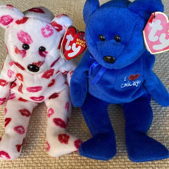 TY 9” Beanie Baby 2 Pack - Kissy & I ♥️ Chicago - Picture 5 of 9